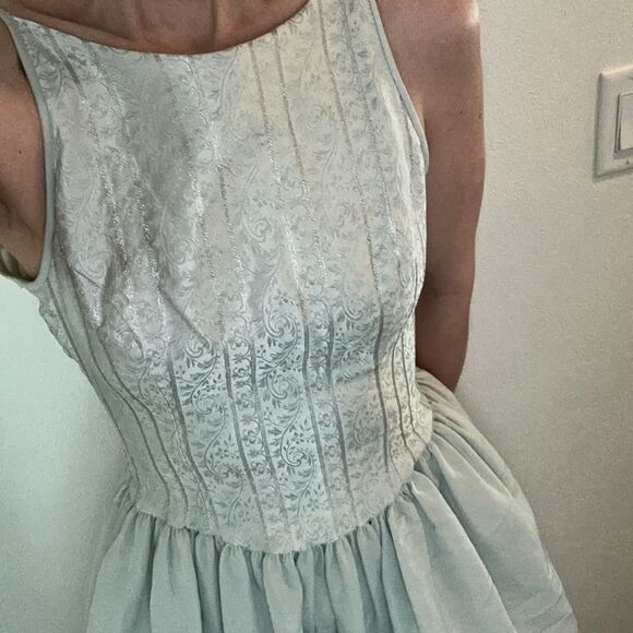 Jessica McClintock for Dillards sea green drop waist dress 3/4 - Picture 3 of 10